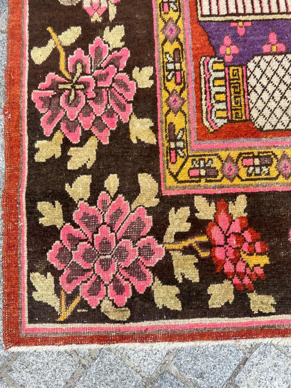 20th Century Bobyrug’s Nice antique Chinese Khotan rug  For Sale