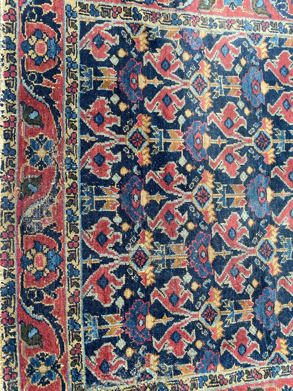 Very beautiful vintage decorative rug with nice design and colors with blue, red and yellow, entirely hand knotted with wool velvet on cotton foundation.

✨✨✨
