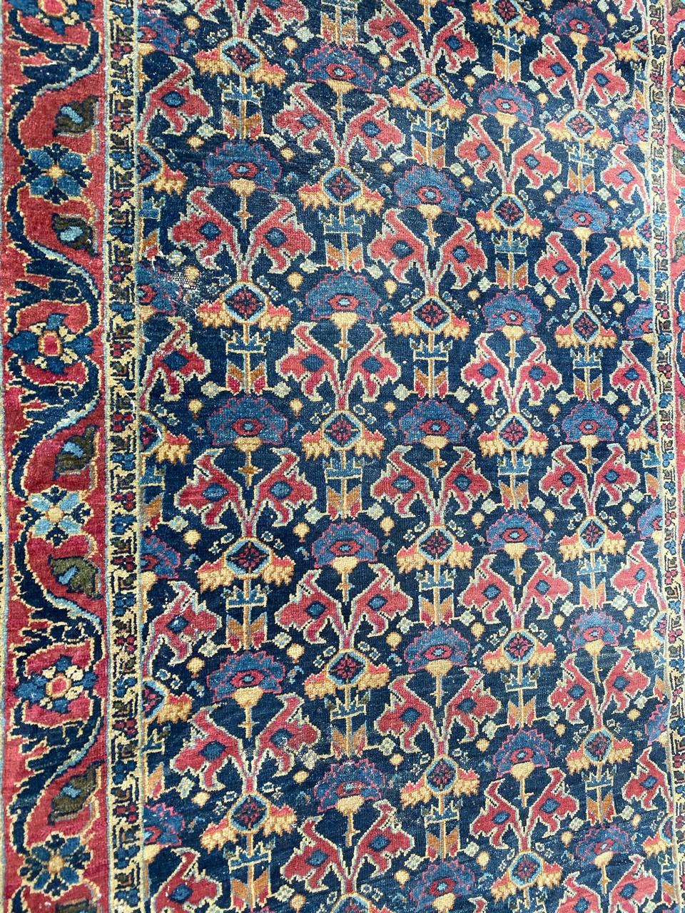 Bobyrug’s Nice Antique Decorative Sarouk Rug In Good Condition For Sale In Saint Ouen, FR
