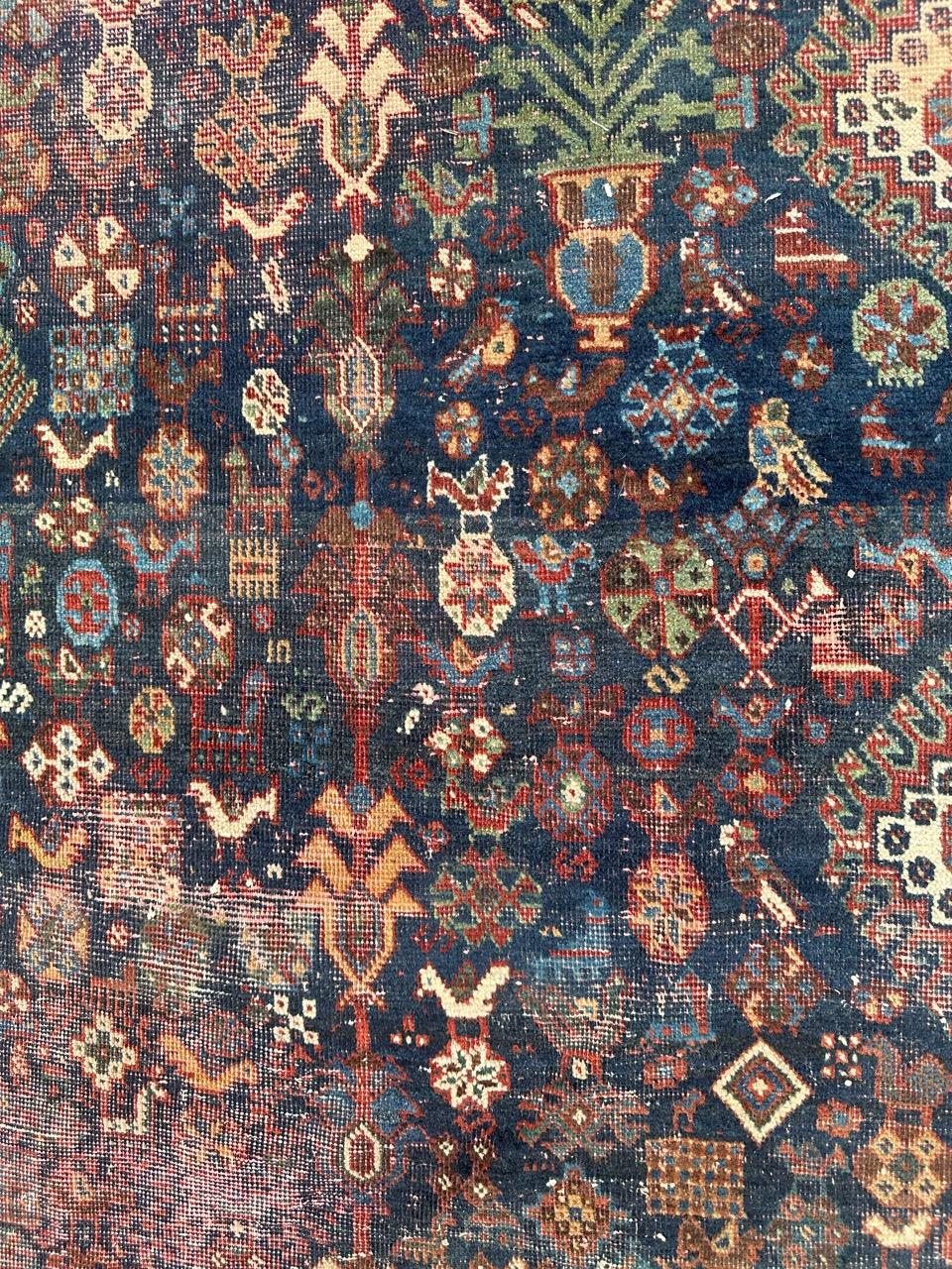 Schöner antiker Afshar-Teppich in Notlage im Angebot 9