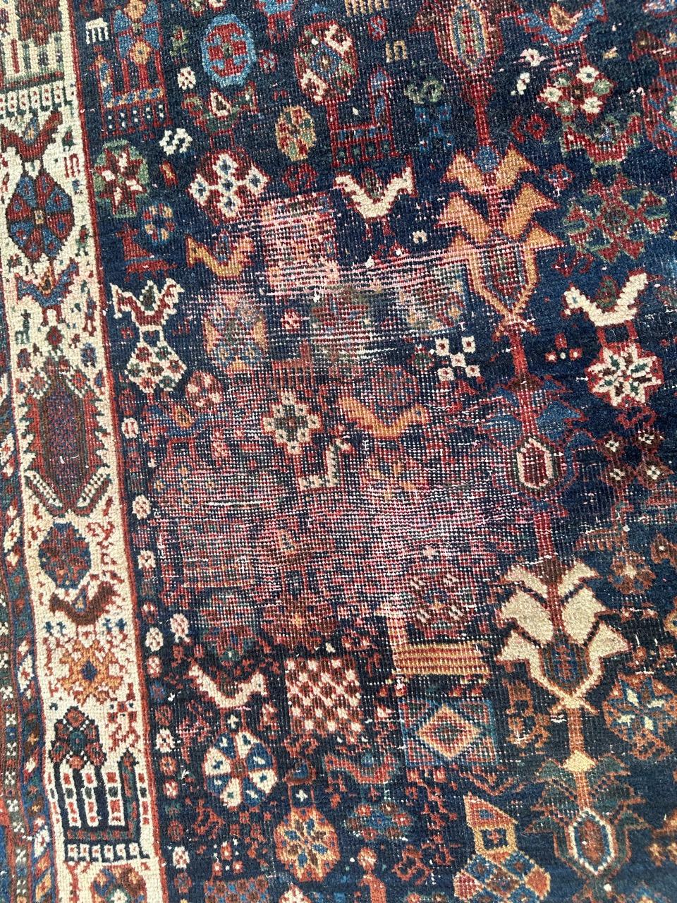 Schöner antiker Afshar-Teppich in Notlage im Angebot 11