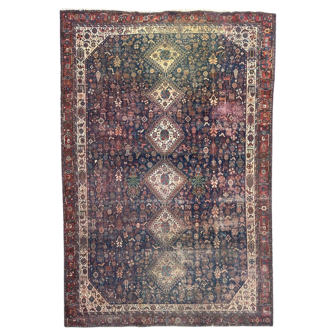 Nice antique distressed Afshar rug