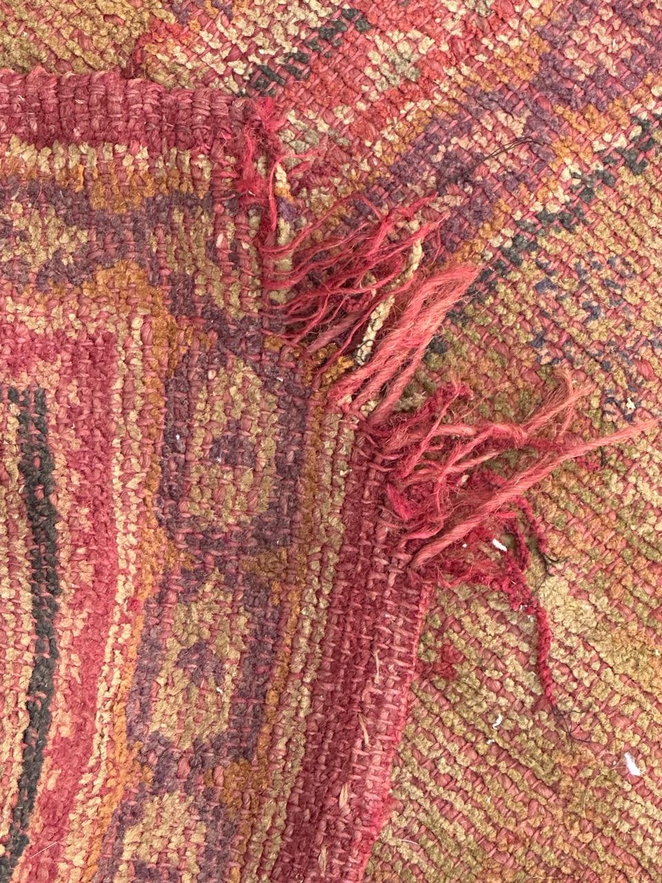 Nice antique distressed European rug oushak design For Sale 3