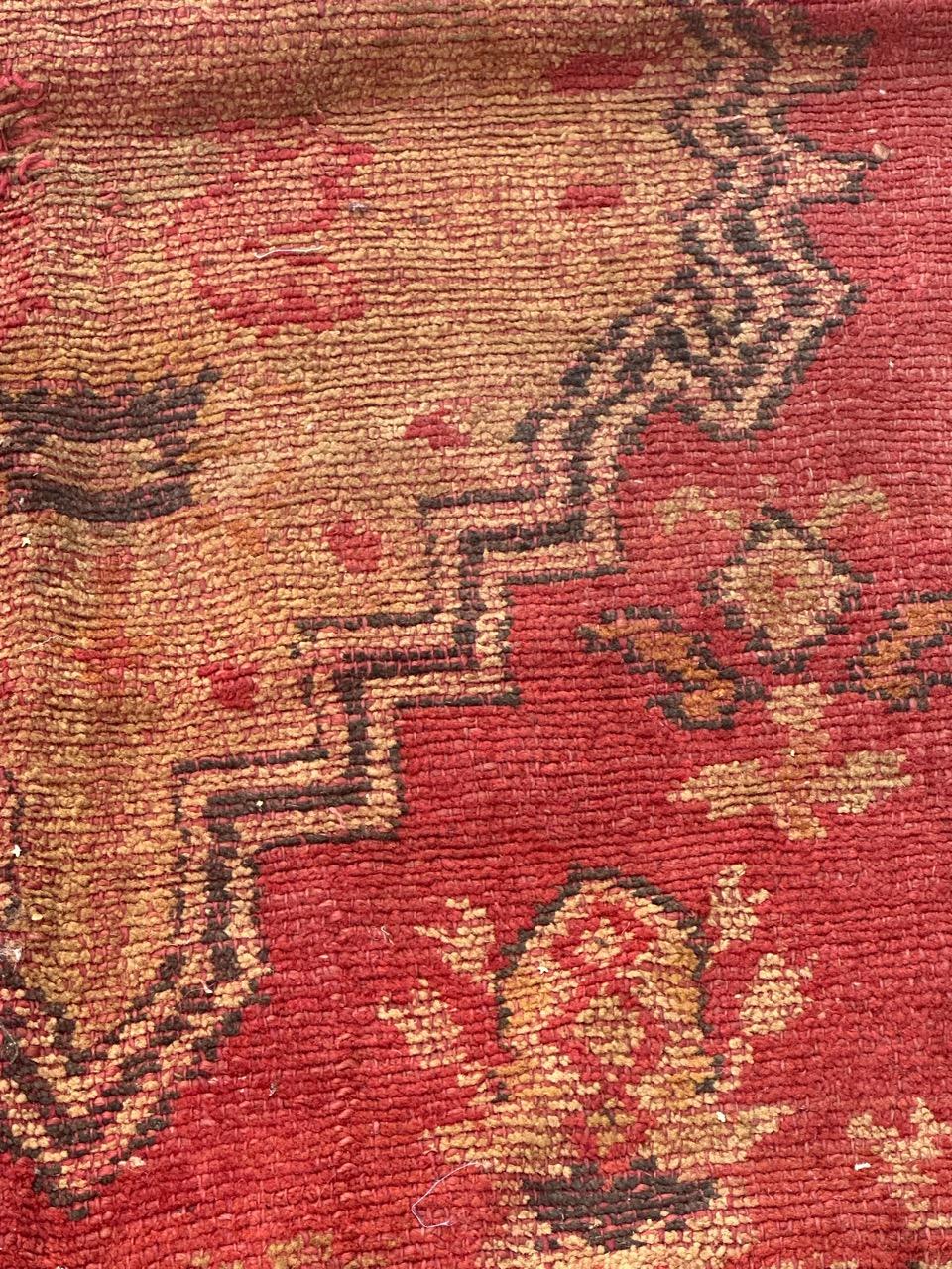 Nice antique distressed European rug oushak design For Sale 13