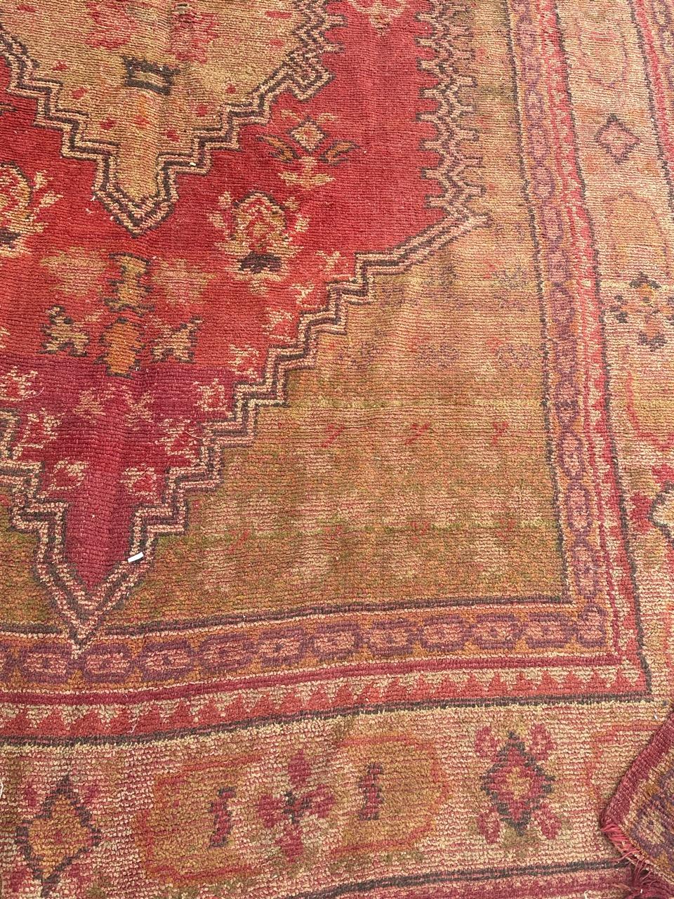 Oushak Nice antique distressed European rug oushak design For Sale