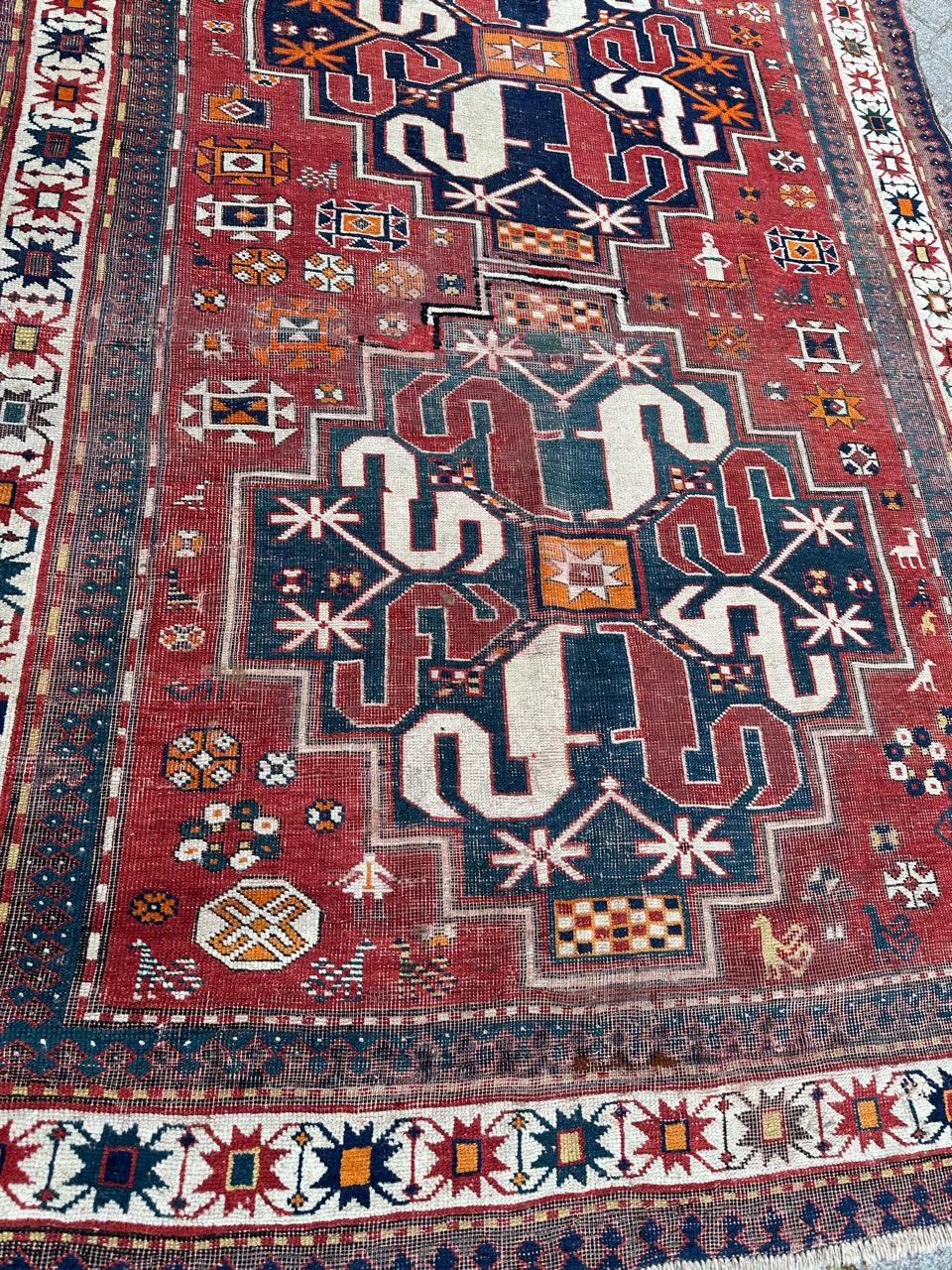 Bellissimo tappeto Kazak Chelaband antico e consumato in vendita 7