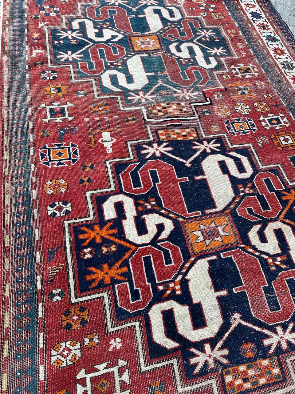 Bellissimo tappeto Kazak Chelaband antico e consumato in vendita 8
