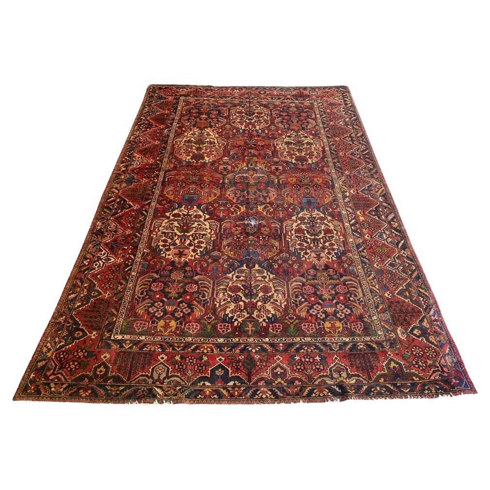 Bobyrug’s Nice Antique Distressed Large Bakhtiar Rug For Sale