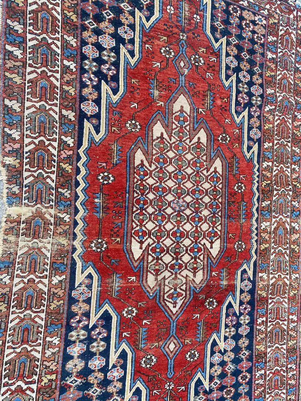 Nice Antique Distressed Mazlaghan Rug For Sale 8