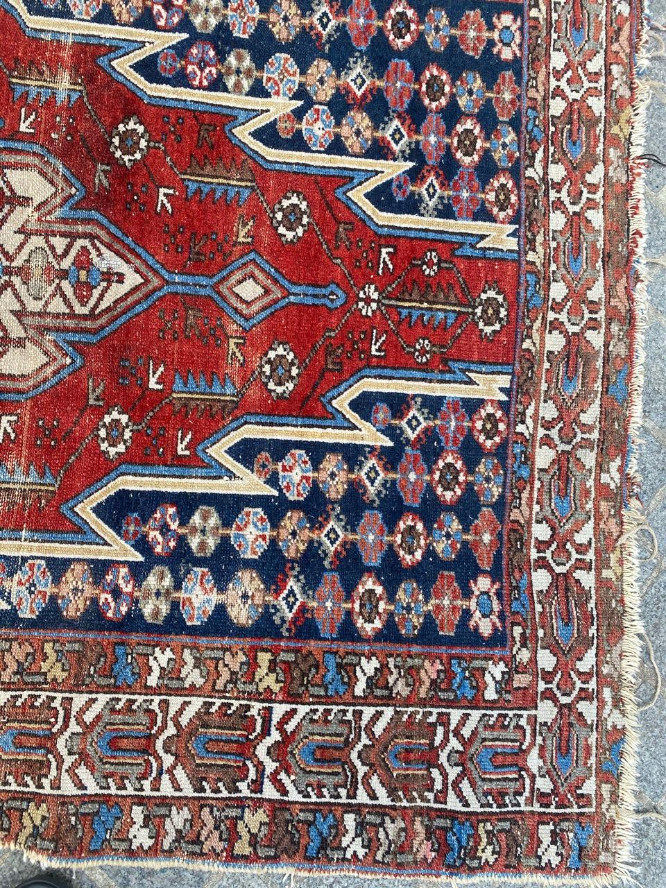 Nice Antique Distressed Mazlaghan Rug For Sale 1