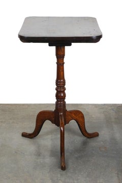 Nice antique English tilt-top table/side table with a square top