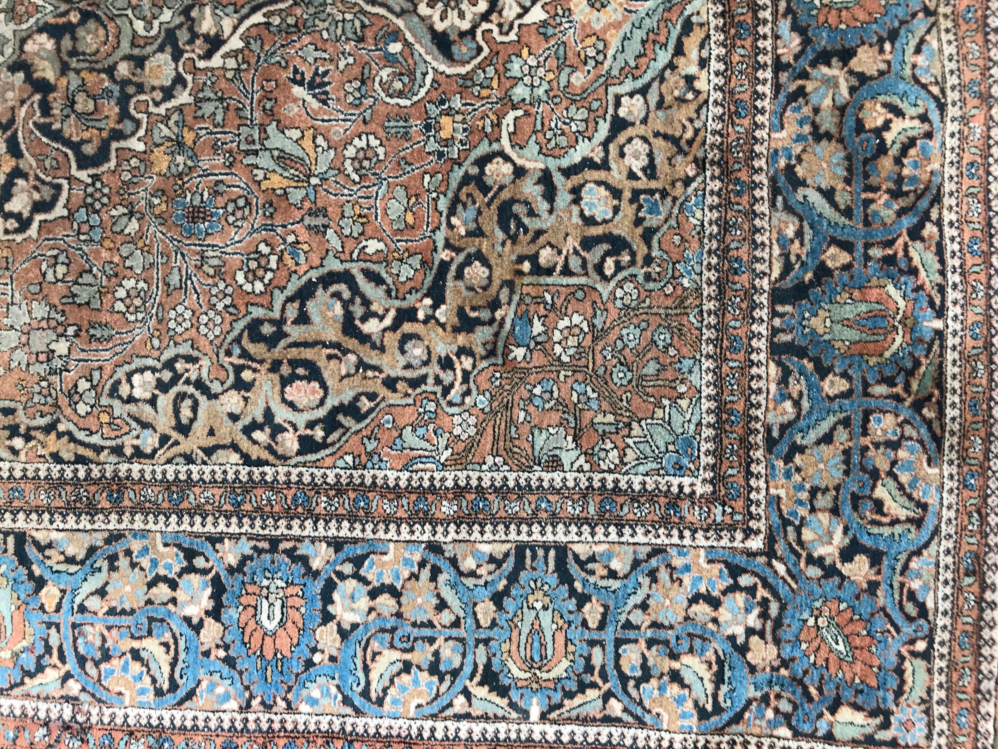 Indian Nice Antique Fine Kashan Rug For Sale