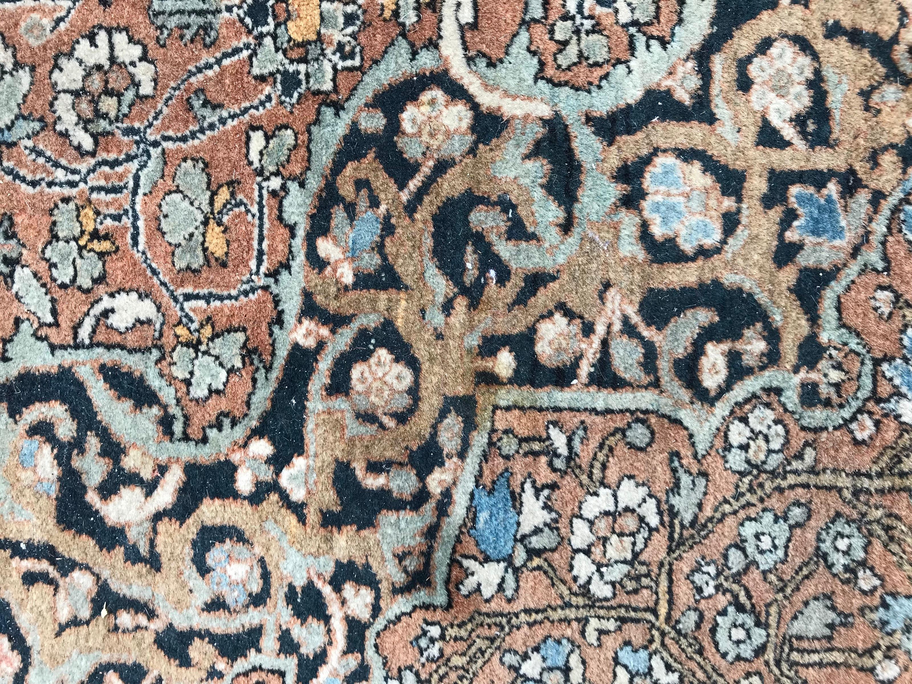 Hand-Knotted Nice Antique Fine Kashan Rug For Sale