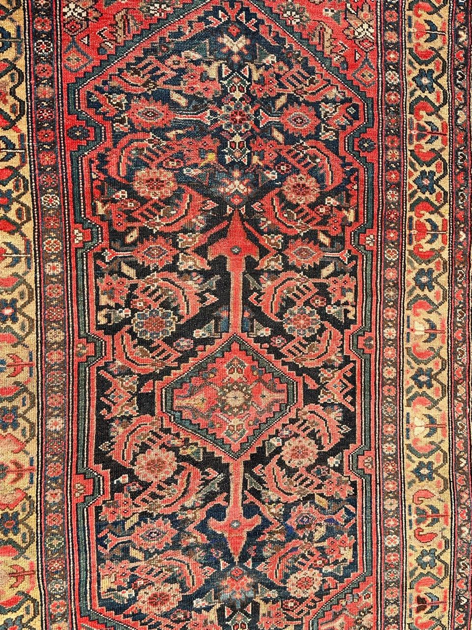 Hand-Knotted Nice antique fine Malayer runner rug For Sale
