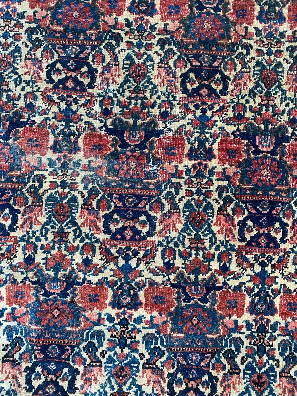 Hand-Knotted Bobyrug’s Nice Antique Floral Fine Abadeh Rug For Sale