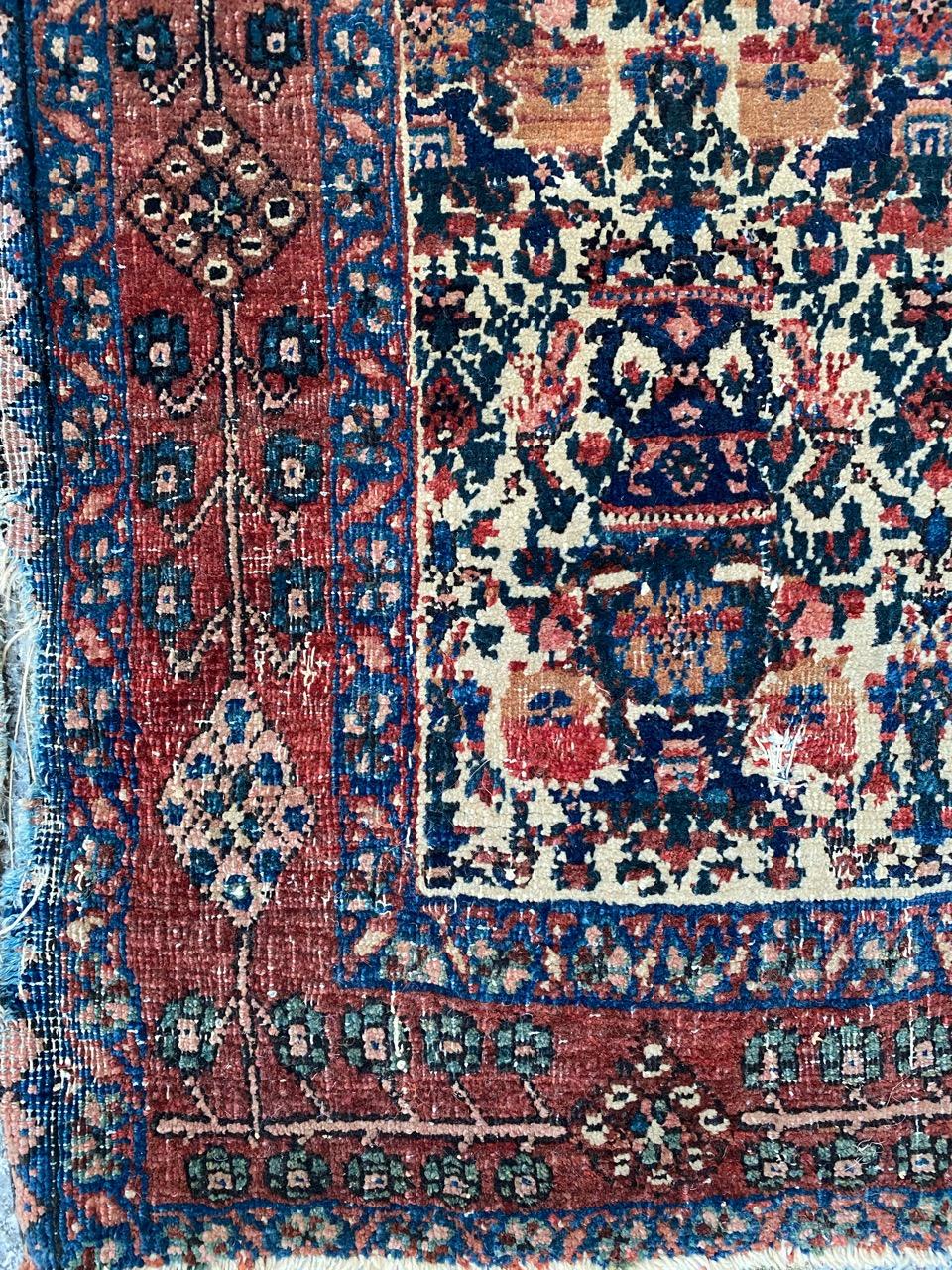 Cotton Bobyrug’s Nice Antique Floral Fine Abadeh Rug For Sale