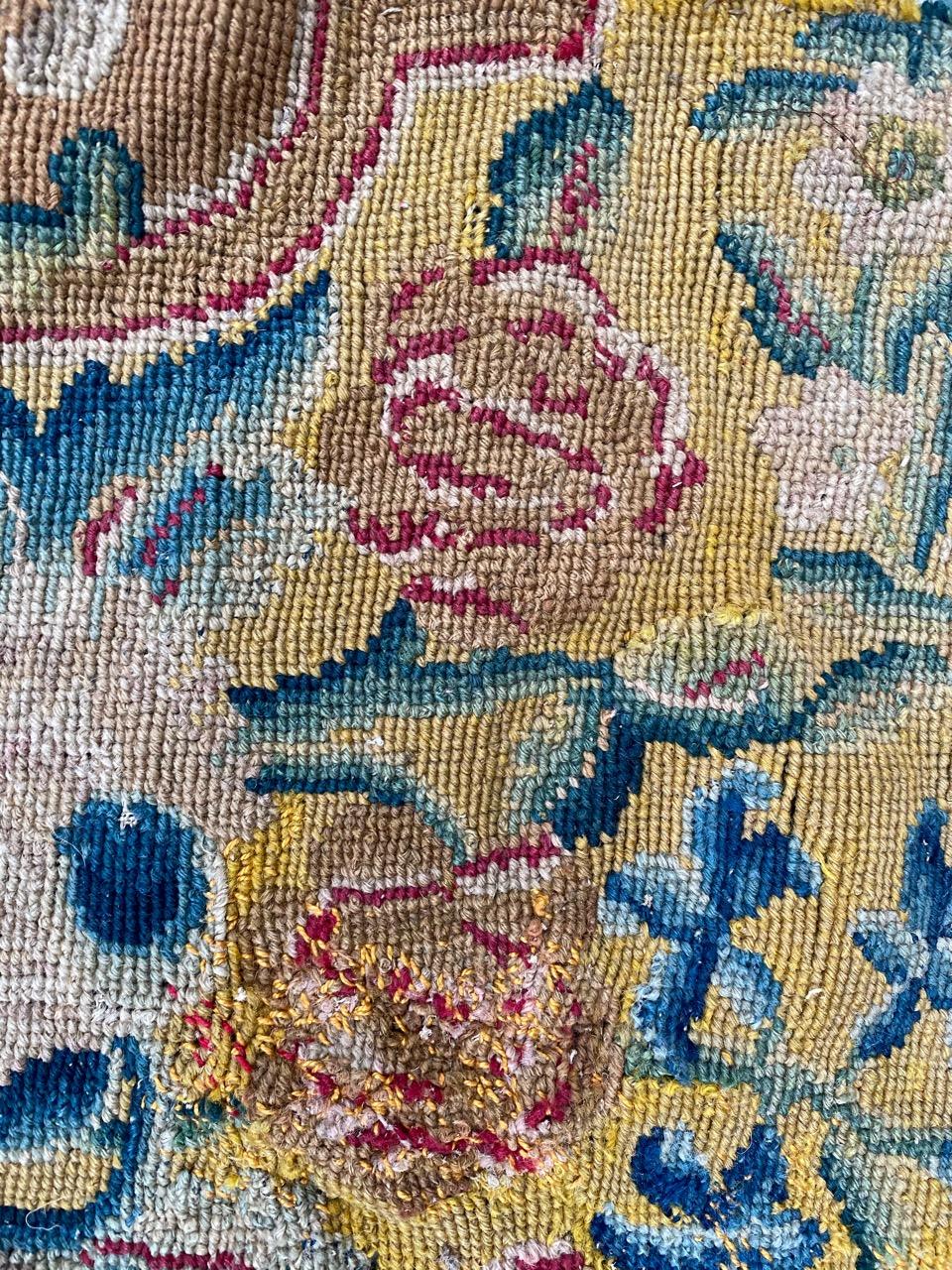 Silk Nice Antique French 18th Century Fragment Needlepoint Tapestry