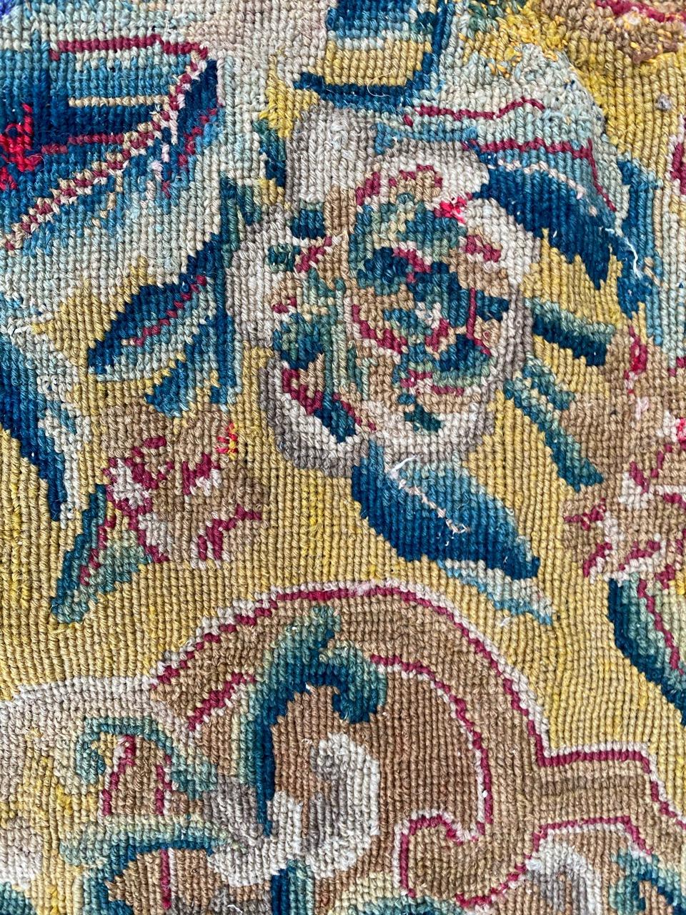 Nice Antique French 18th Century Fragment Needlepoint Tapestry 1