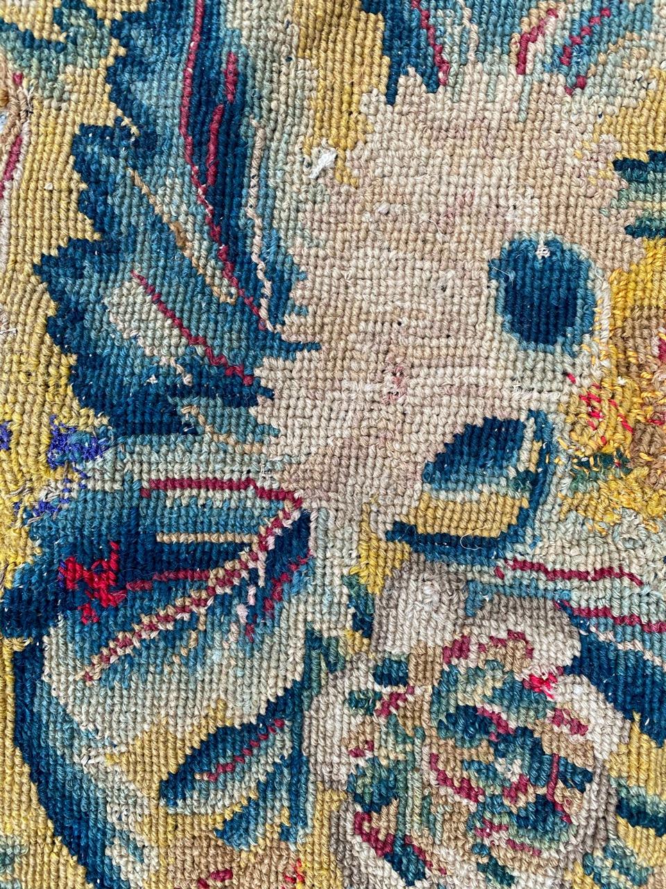 Nice Antique French 18th Century Fragment Needlepoint Tapestry 2