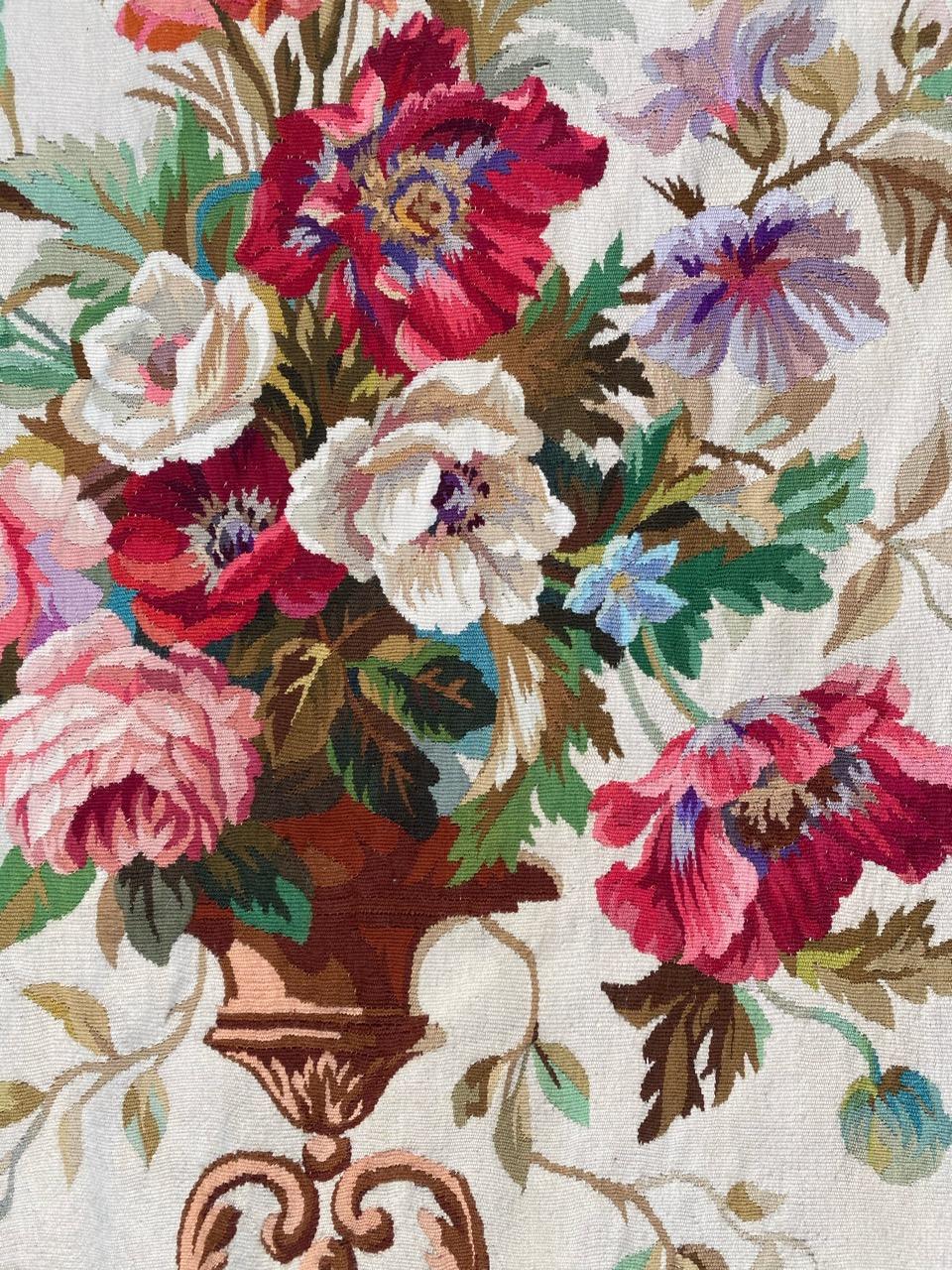 Hand-Woven Bobyrug’s Nice Antique French Aubusson Tapestry Panel