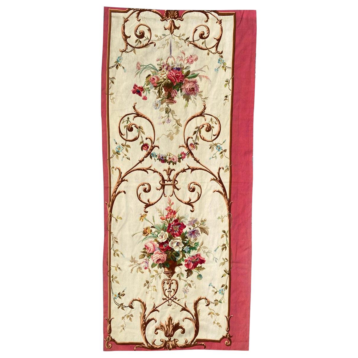 Bobyrug’s Nice Antique French Aubusson Tapestry Panel