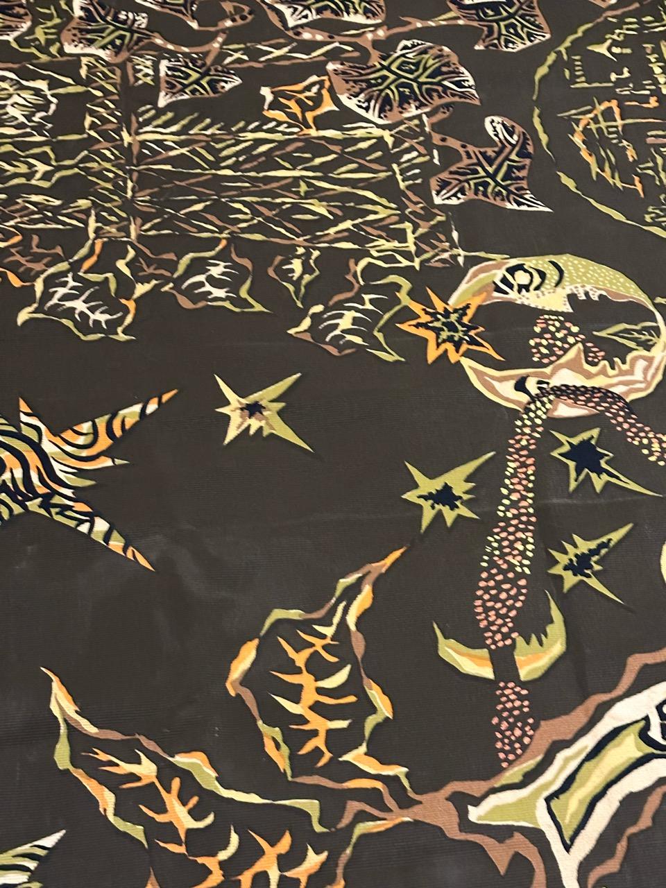 Bobyrug's Nice Antique French Hand Printed Lurçat Signed Tapestry en vente 7