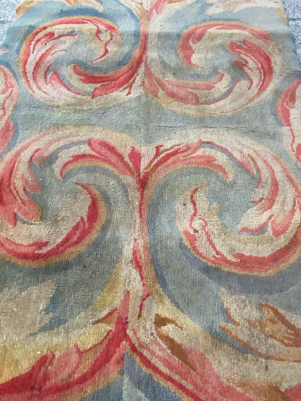 Wool Nice Antique French Savonnerie Fragment Rug