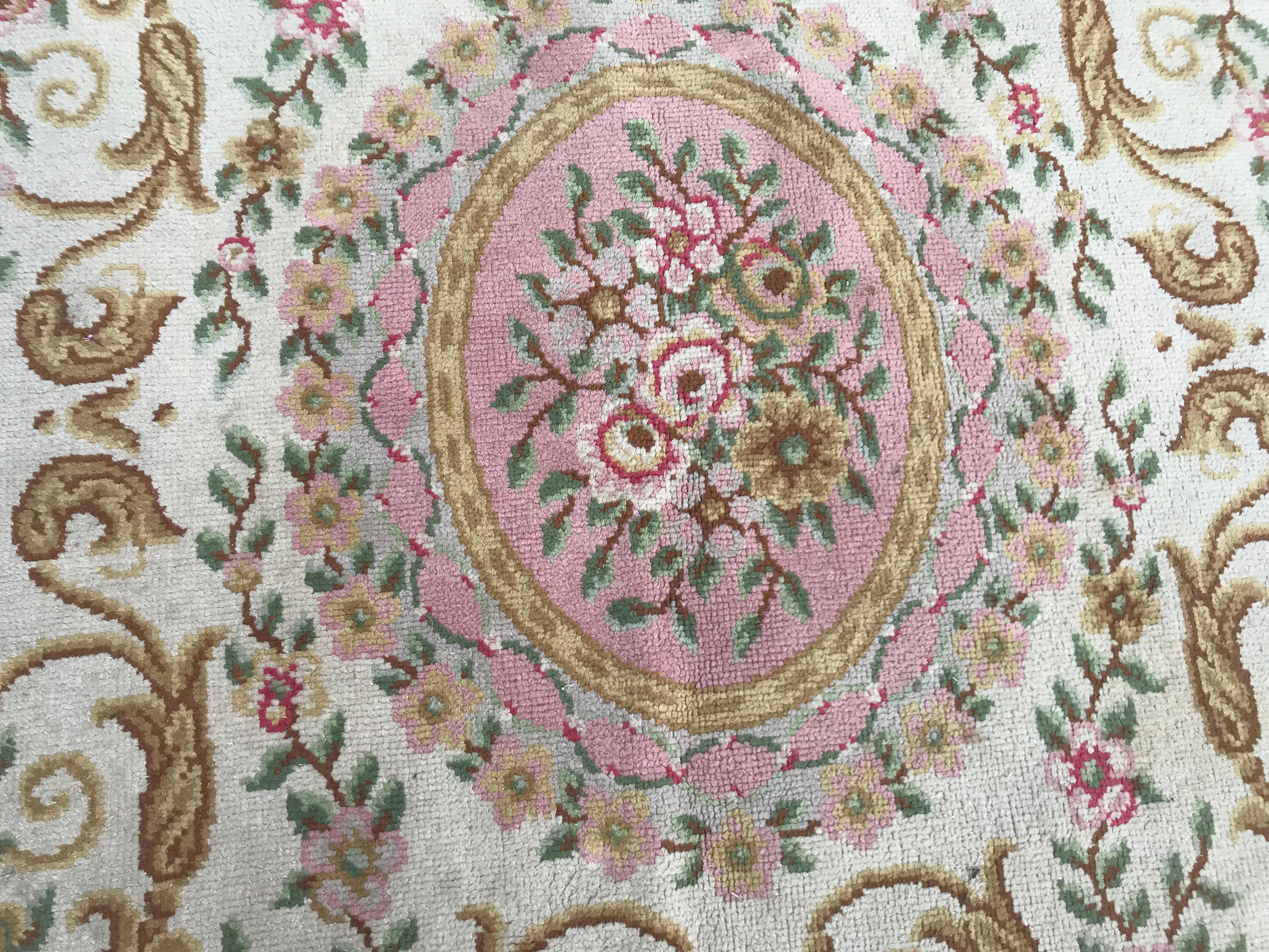 French Nice Antique Knotted Aubusson Rug