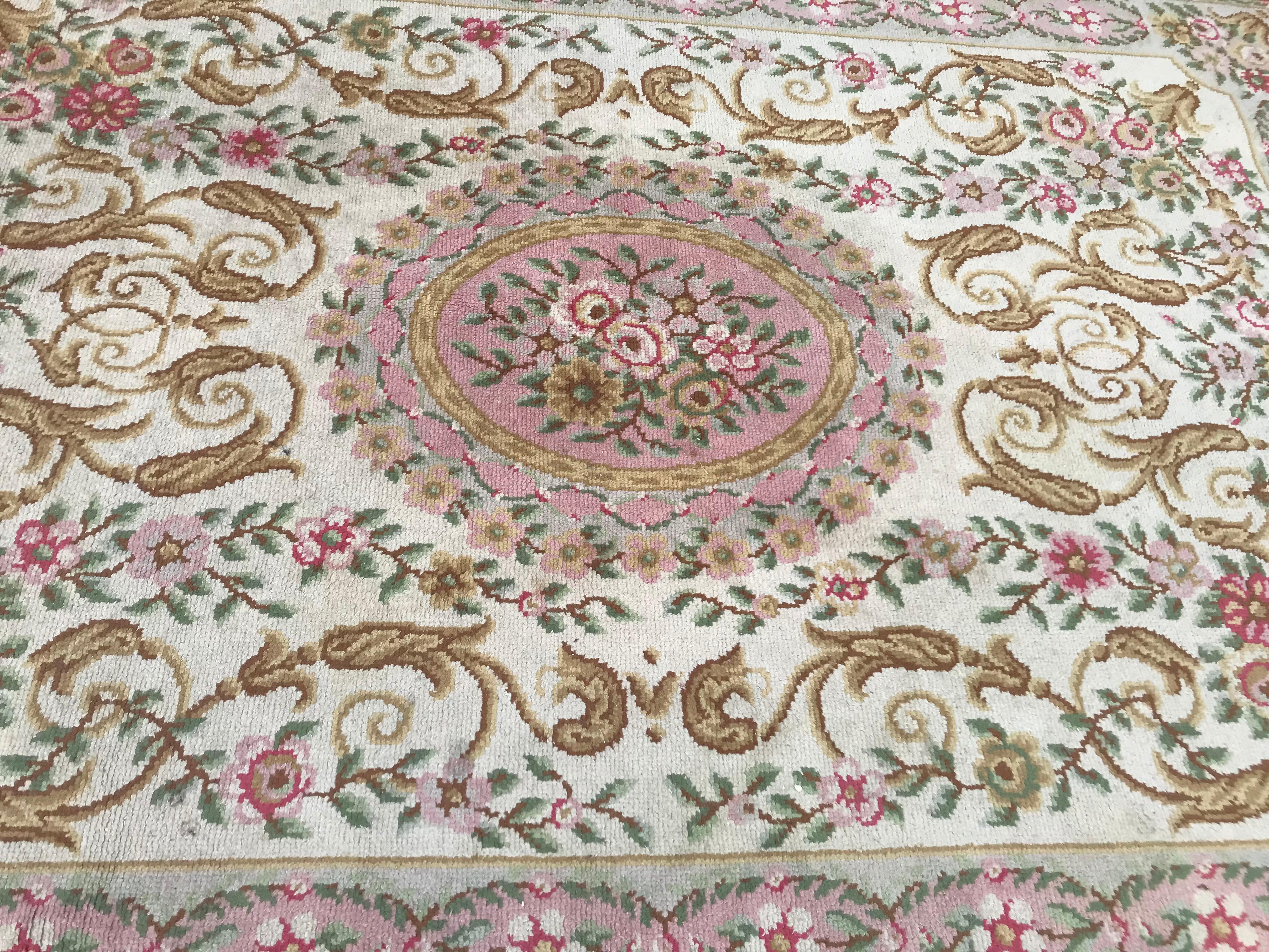 Hand-Knotted Nice Antique Knotted Aubusson Rug
