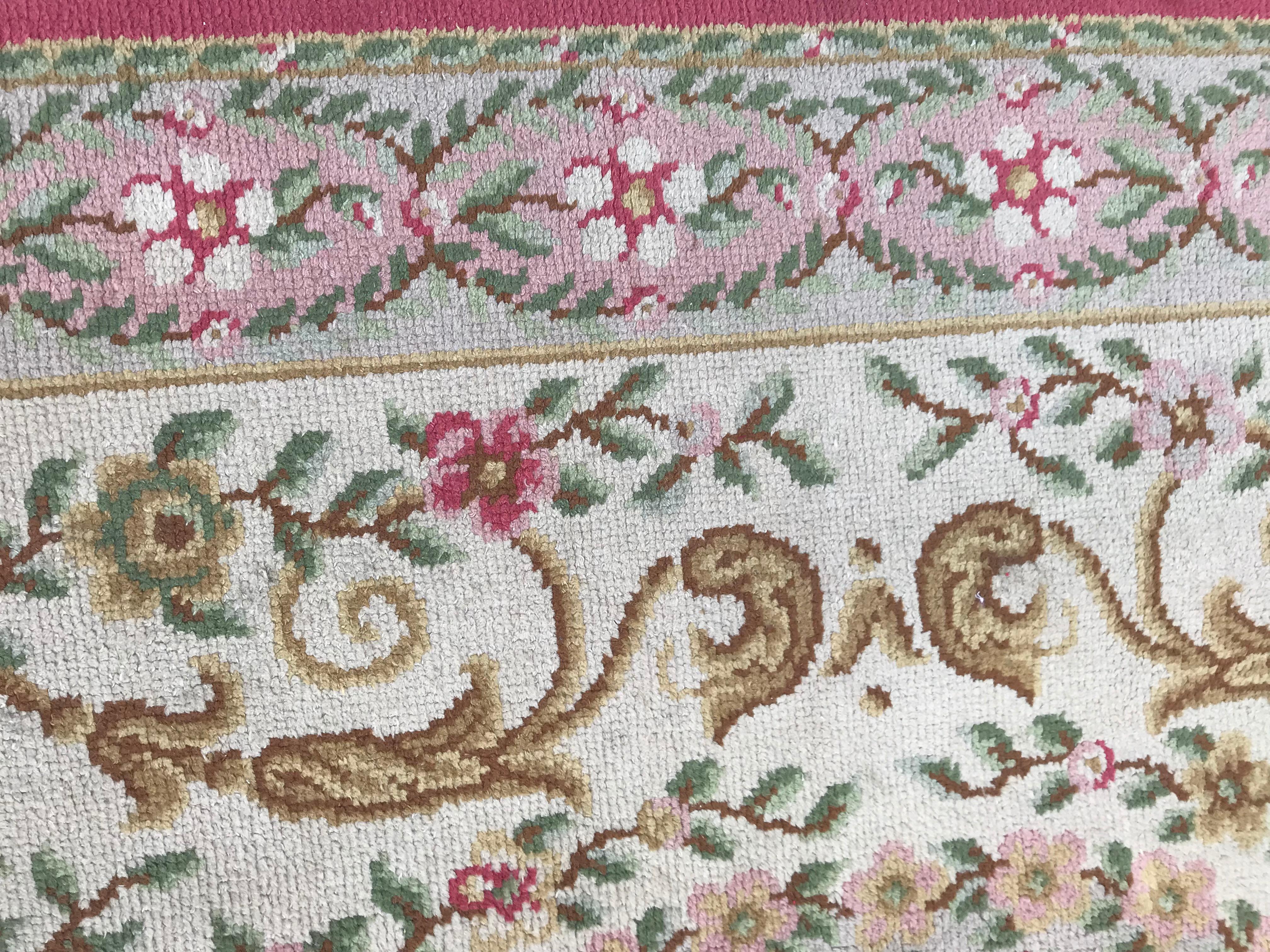 Nice Antique Knotted Aubusson Rug 1