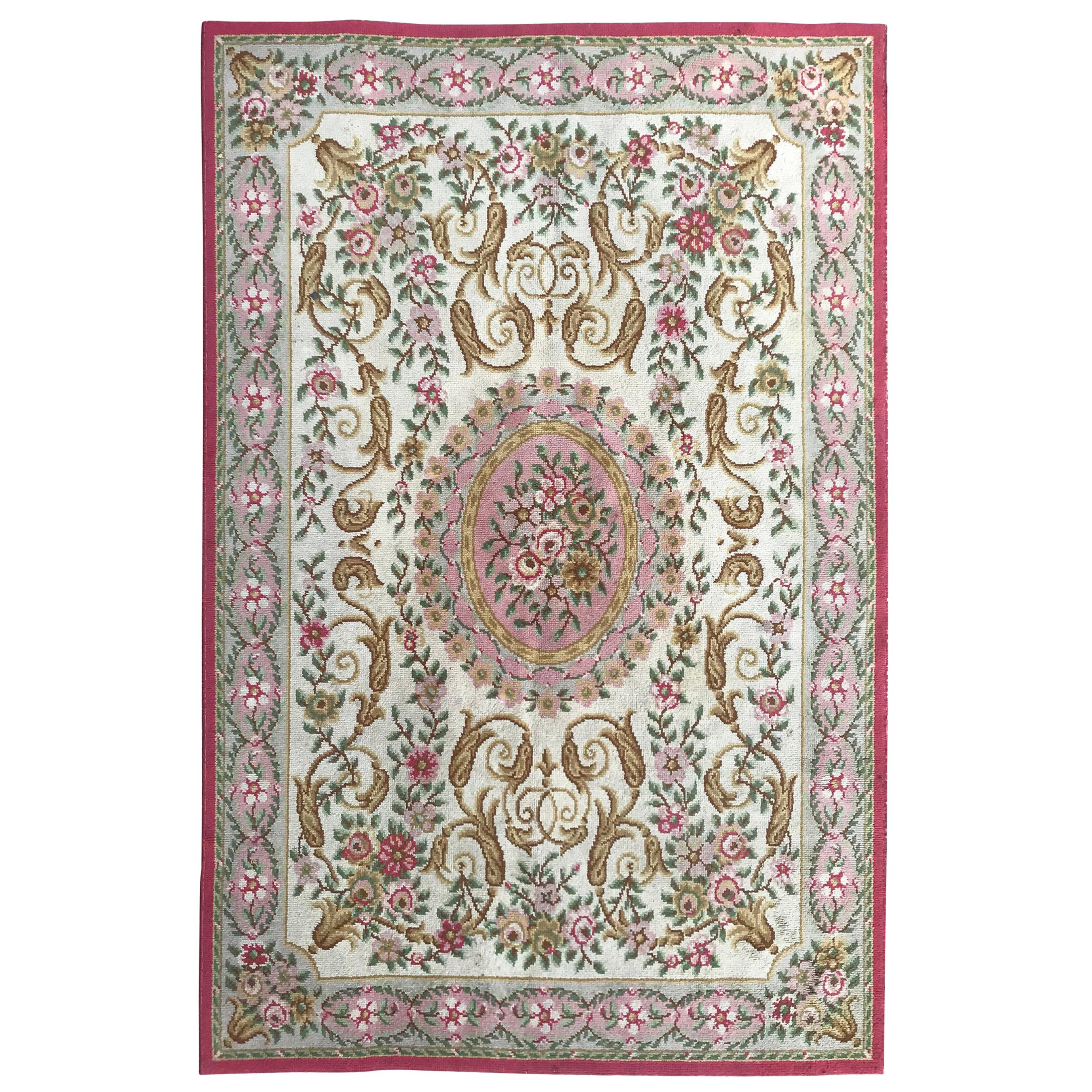 Nice Antique Knotted Aubusson Rug