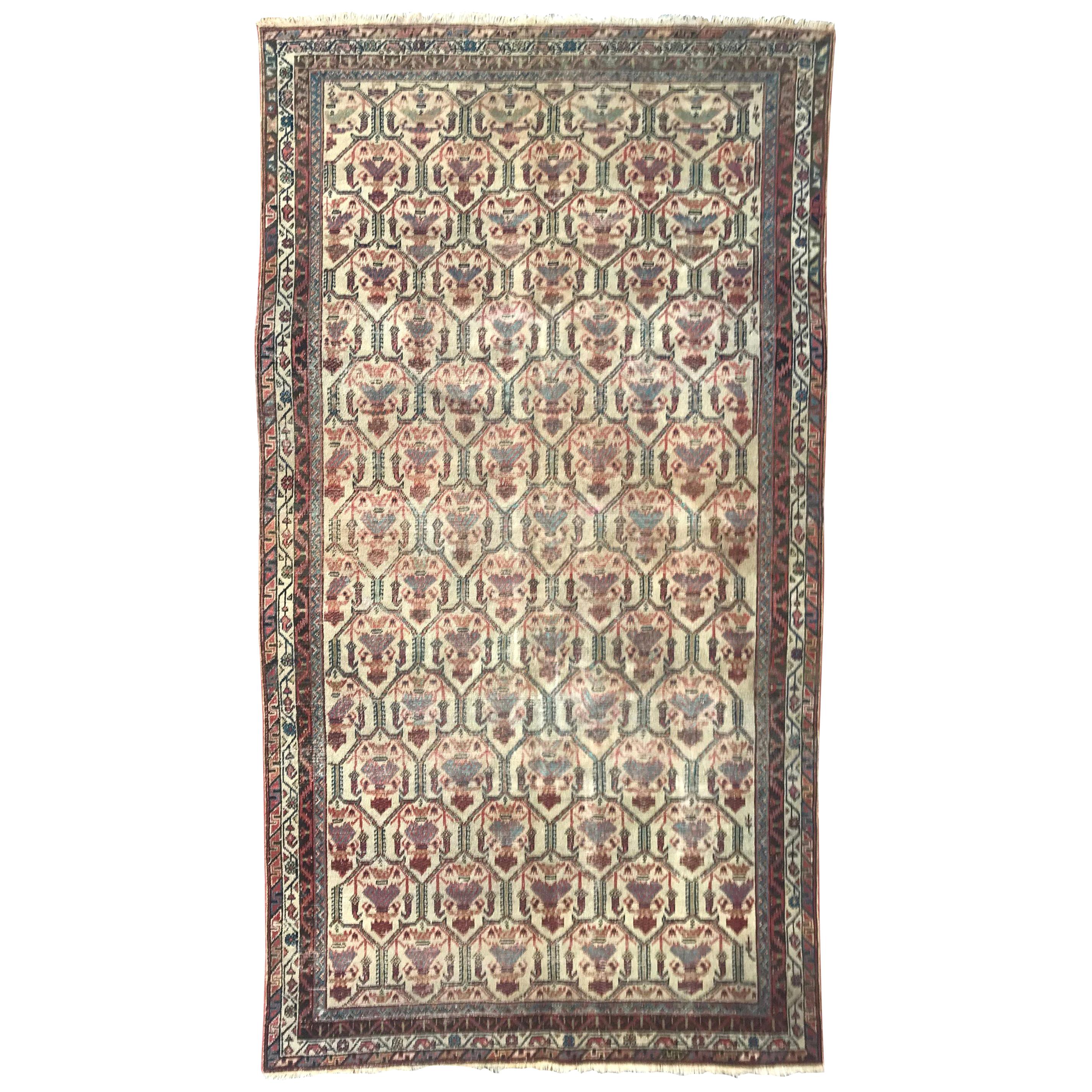 Bobyrug's Nice Antique Kurdish Decorative Rug (tapis décoratif kurde ancien)