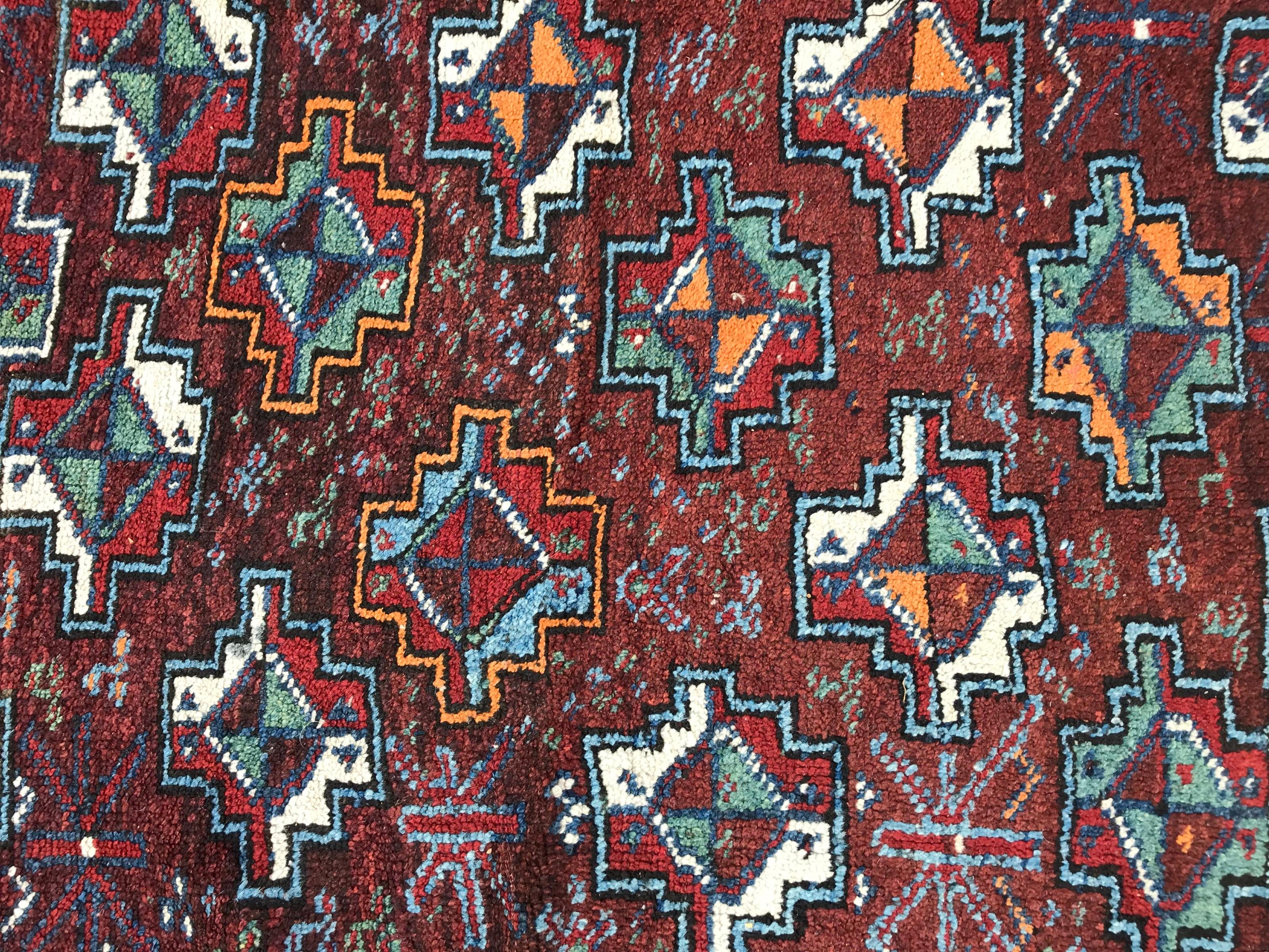 Hand-Knotted Nice Antique Kurdish Kazak Rug For Sale