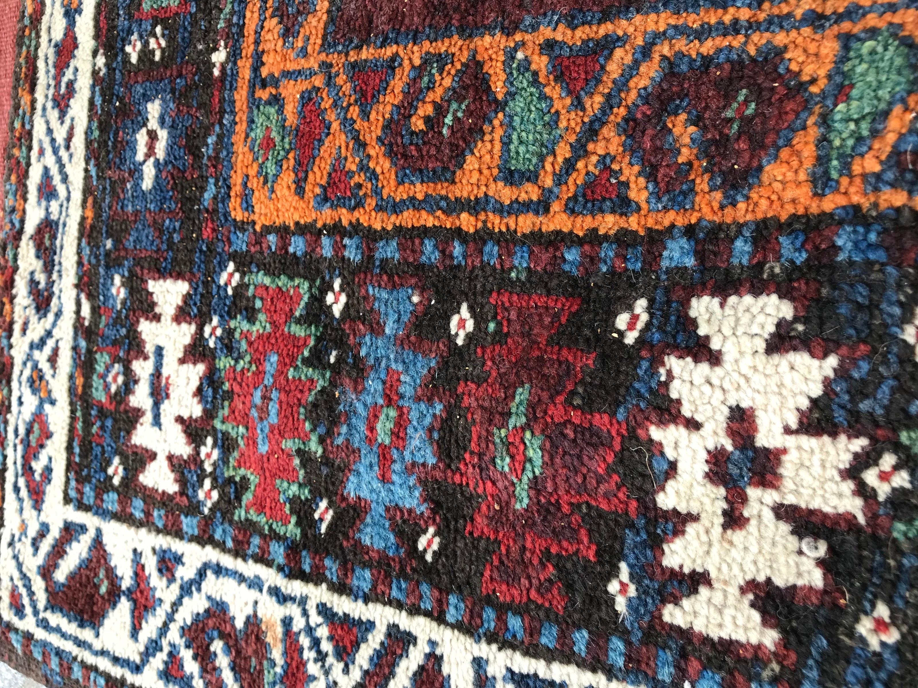 Wool Nice Antique Kurdish Kazak Rug For Sale