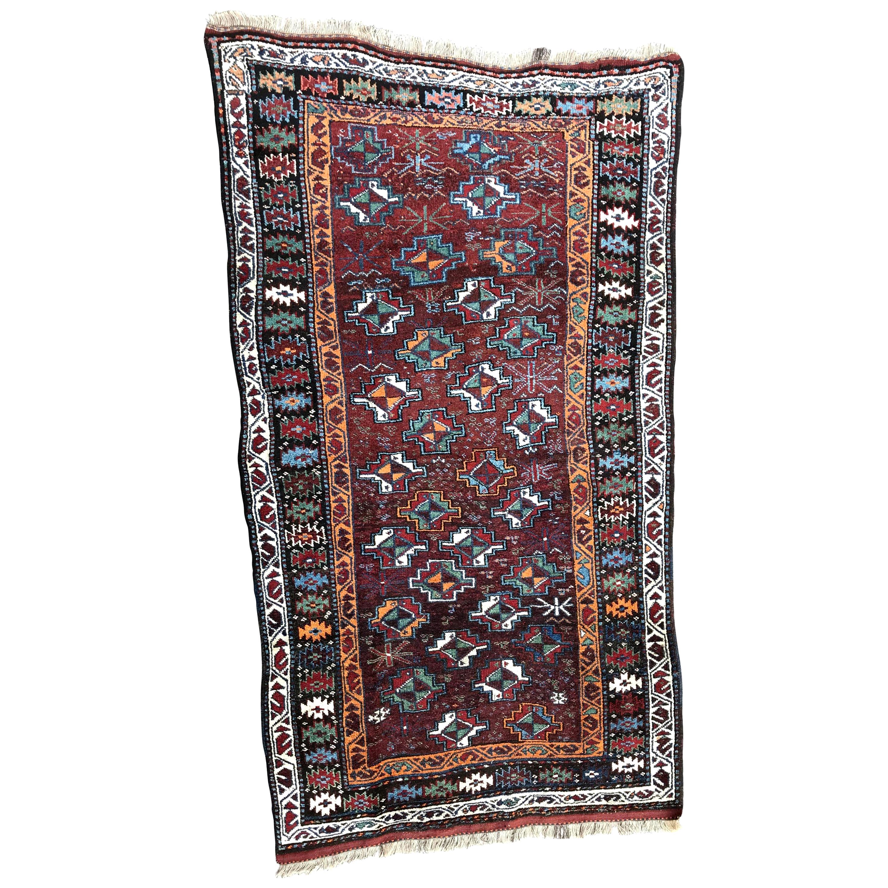 Nice Antique Kurdish Kazak Rug For Sale