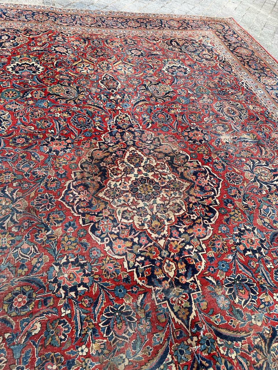 Bobyrug’s Nice antique large kashan rug  For Sale 2