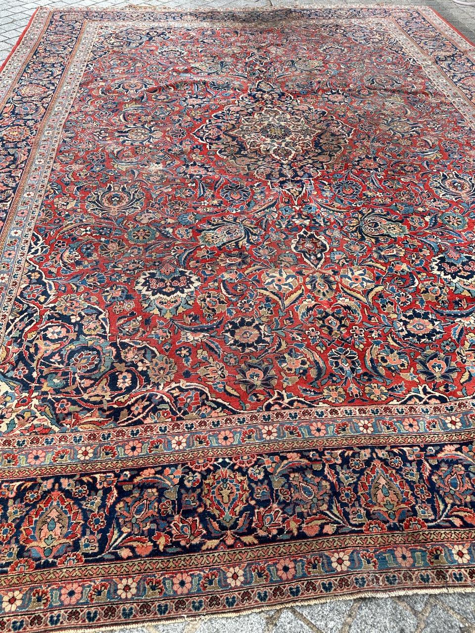 Bobyrug’s Nice antique large kashan rug For Sale 5