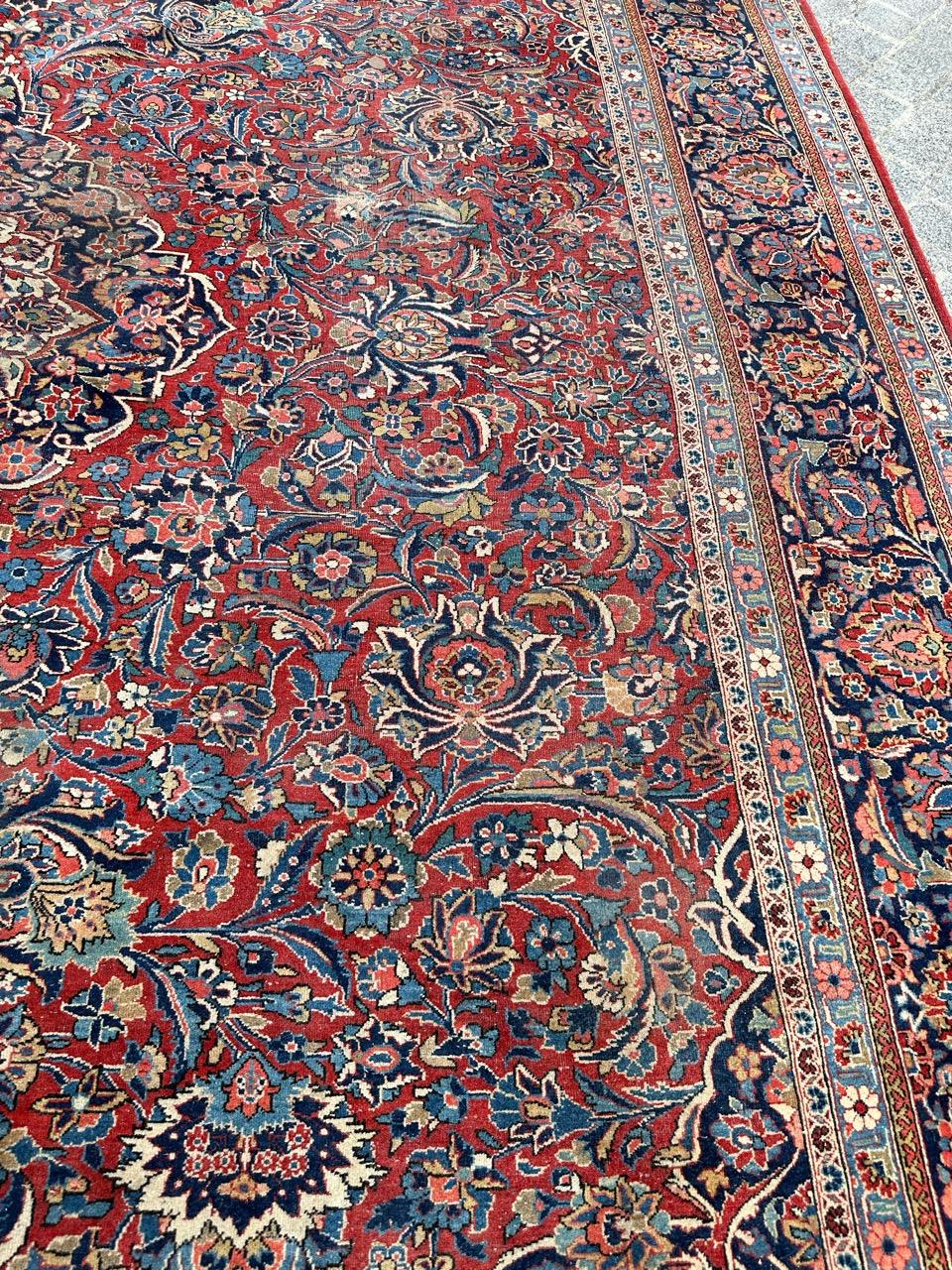20th Century Bobyrug’s Nice antique large kashan rug  For Sale