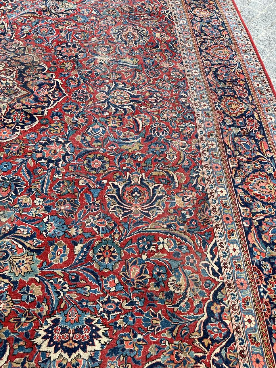 20th Century Bobyrug’s Nice antique large kashan rug For Sale