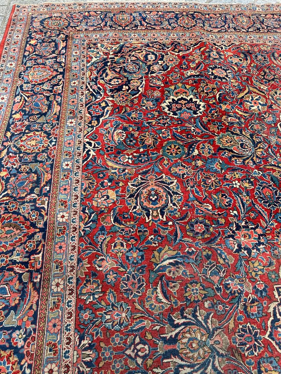 Bobyrug’s Nice antique large kashan rug  For Sale 1