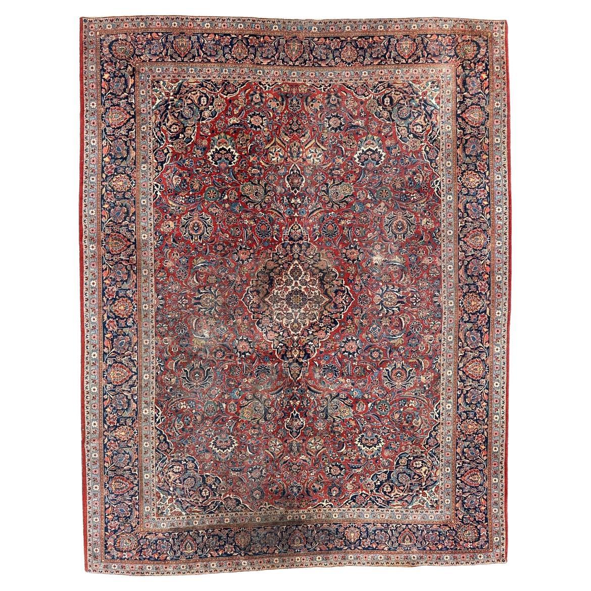 Bobyrug’s Nice antique large kashan rug 