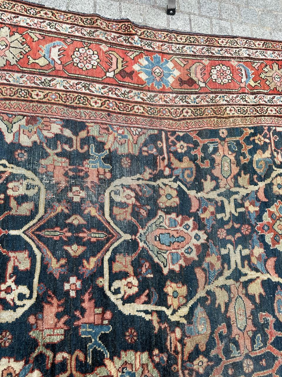 Bobyrug's Schöner antiker großer Mahal-Stil-Teppich im Zustand „Relativ gut“ im Angebot in Saint Ouen, FR