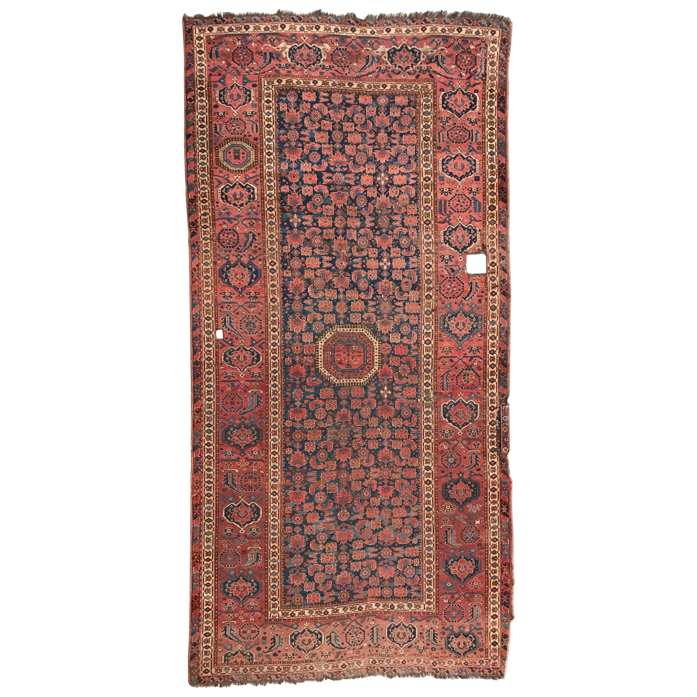 Nice Antique Long Beshir Afghan Rug For Sale
