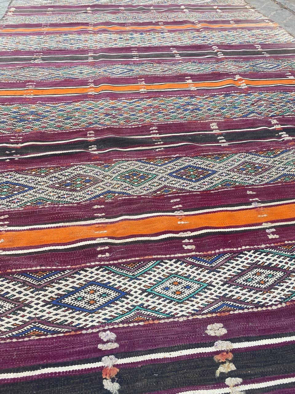Bobyrug’s Nice Antique Long Moroccan Kilim For Sale 8