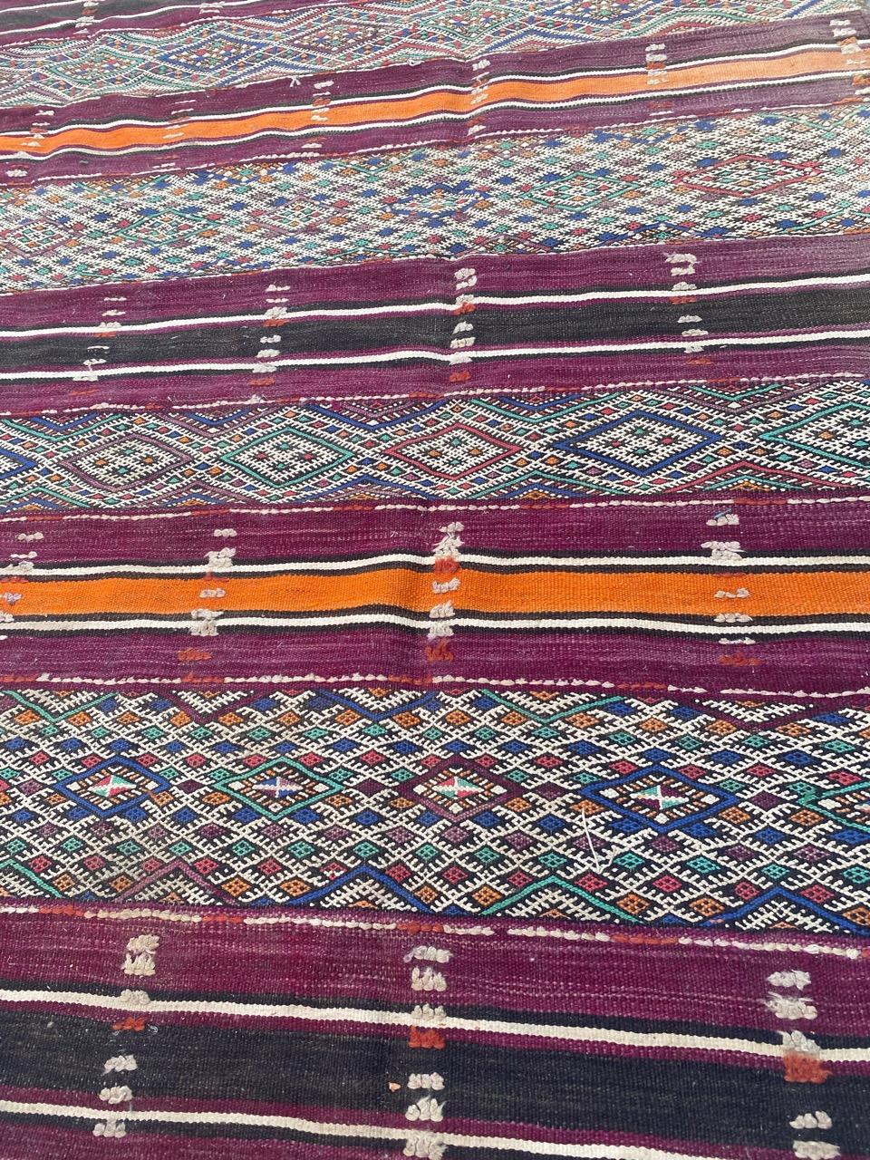 Bobyrug’s Nice Antique Long Moroccan Kilim For Sale 12