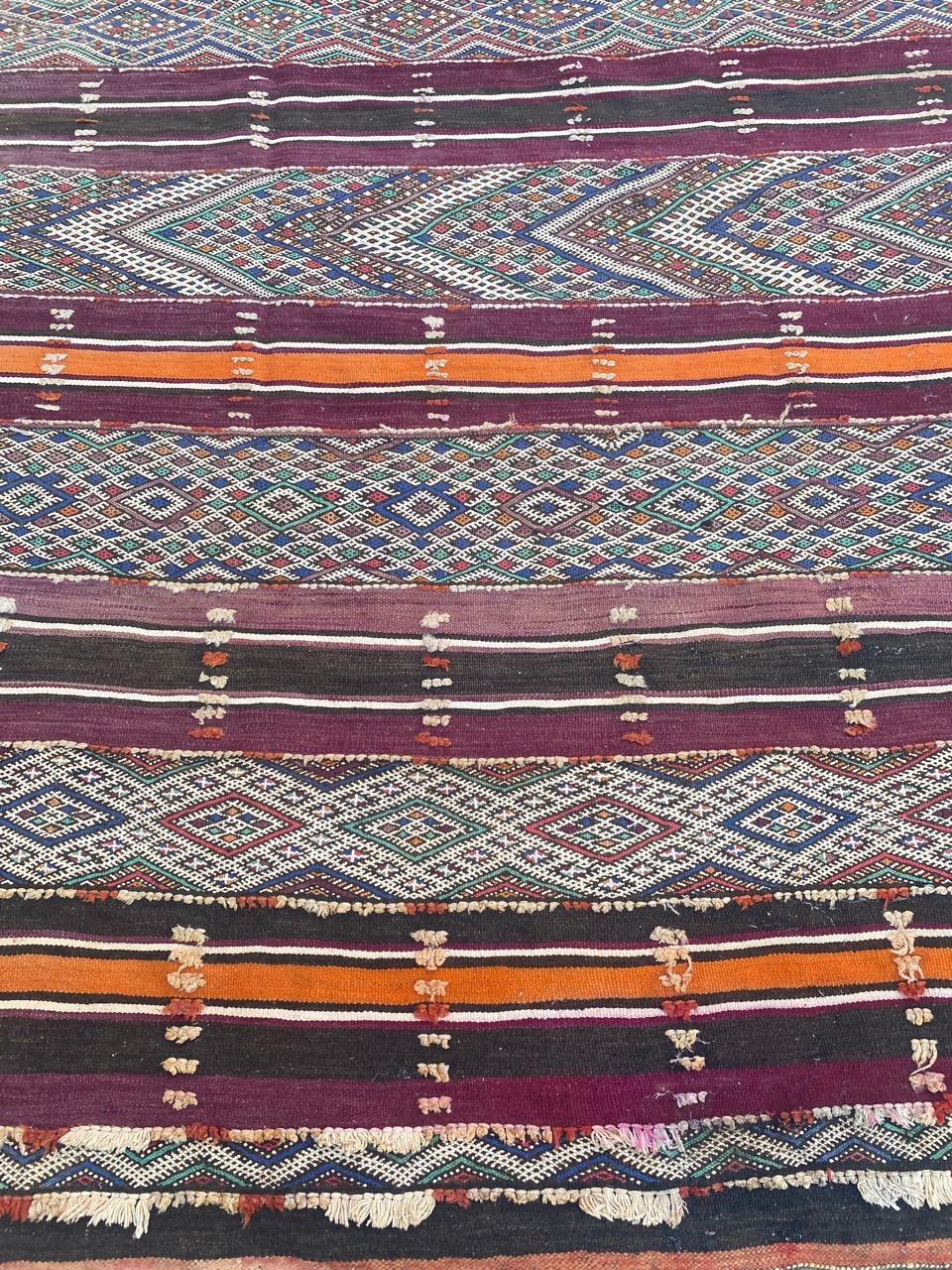 Tribal Bobyrug’s Nice Antique Long Moroccan Kilim For Sale