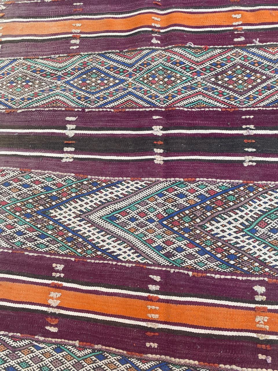 Hand-Woven Bobyrug’s Nice Antique Long Moroccan Kilim For Sale