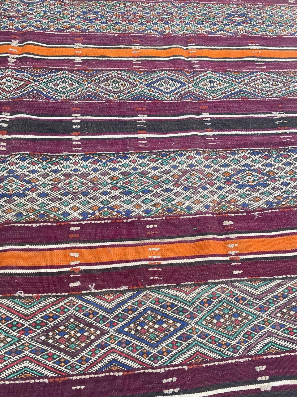 Cotton Bobyrug’s Nice Antique Long Moroccan Kilim For Sale