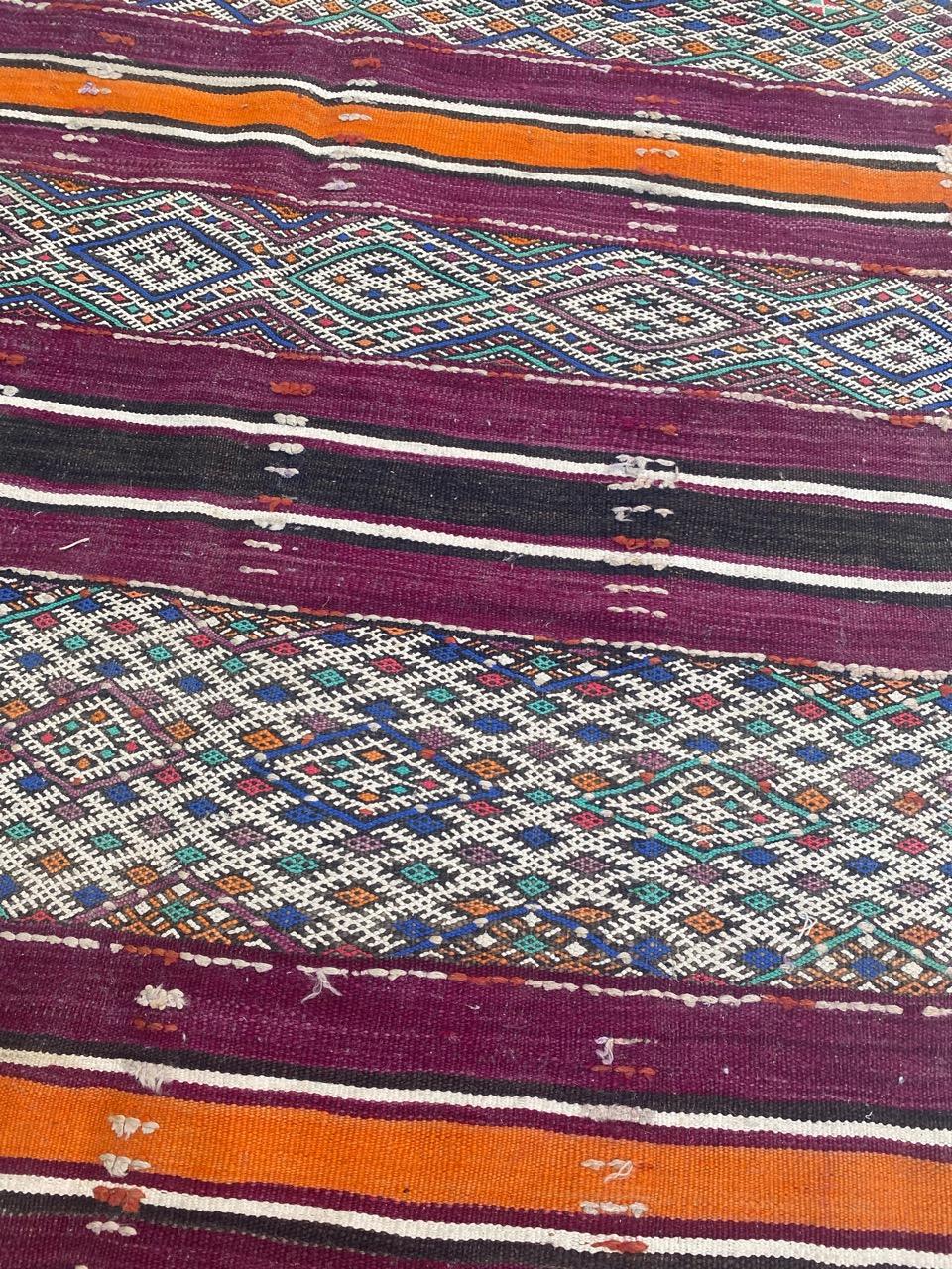 Bobyrug’s Nice Antique Long Moroccan Kilim For Sale 1