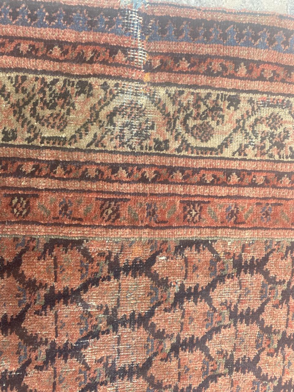 Bobyrug’s Nice Antique Mir Saraband Rug In Distressed Condition For Sale In Saint Ouen, FR